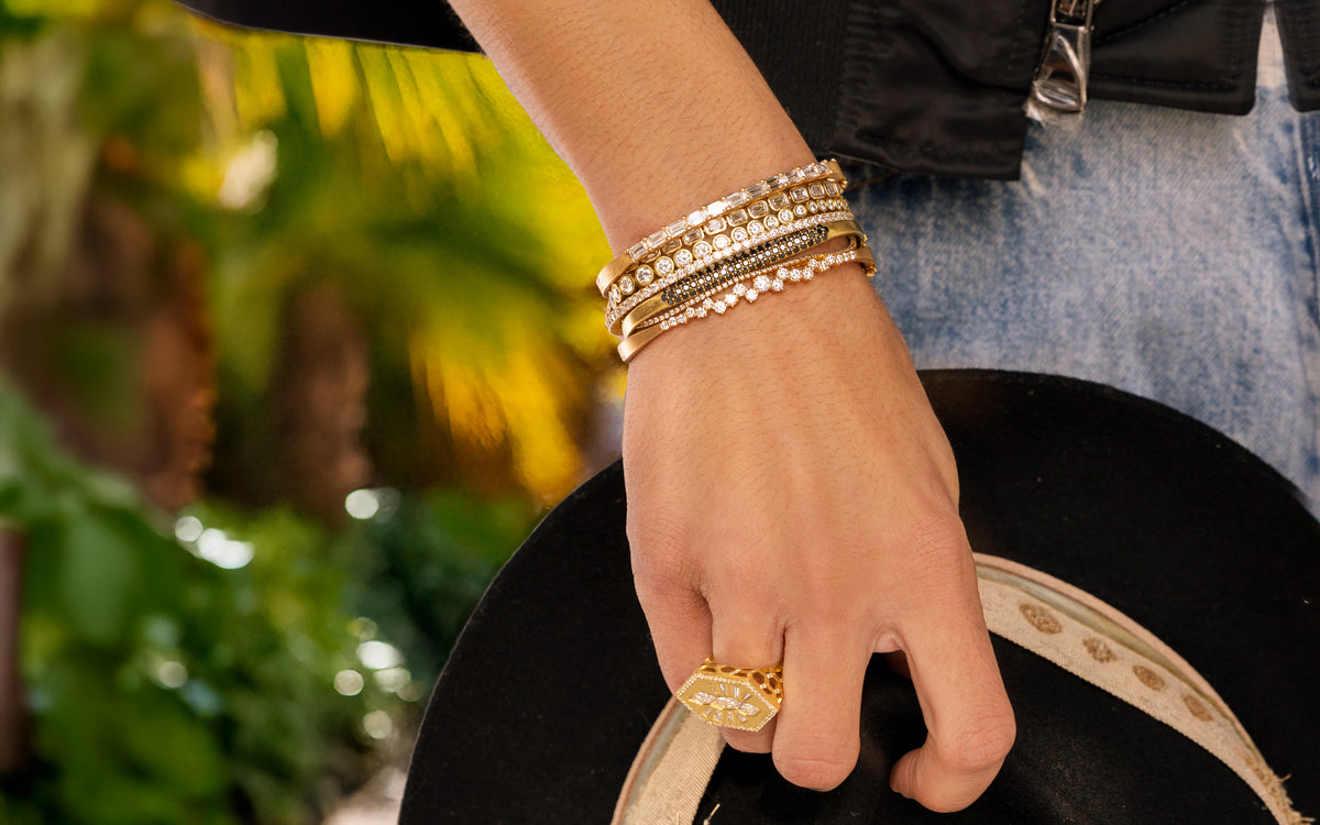 wrist, hand, hat closeup from Dominique Cohen Shop the Look > Lariat Love, Set, Match<span class='visuallyhidden'>; shop help at 760-978-9297.</span>
